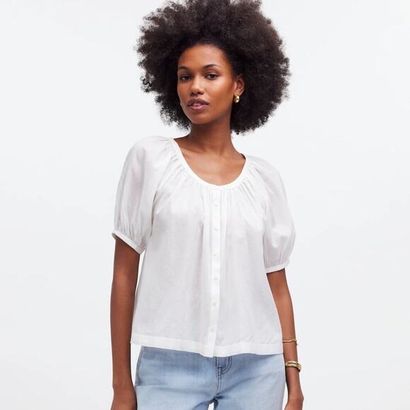 Madewell Tops - Madewell Emilina Puff A-Line Top in Eyelet White Size XS NWT